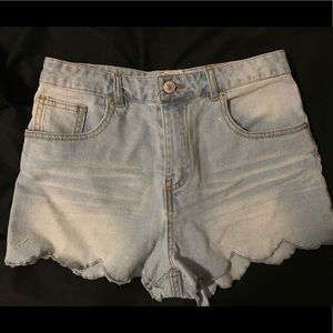 Denim Scalloped Shorts